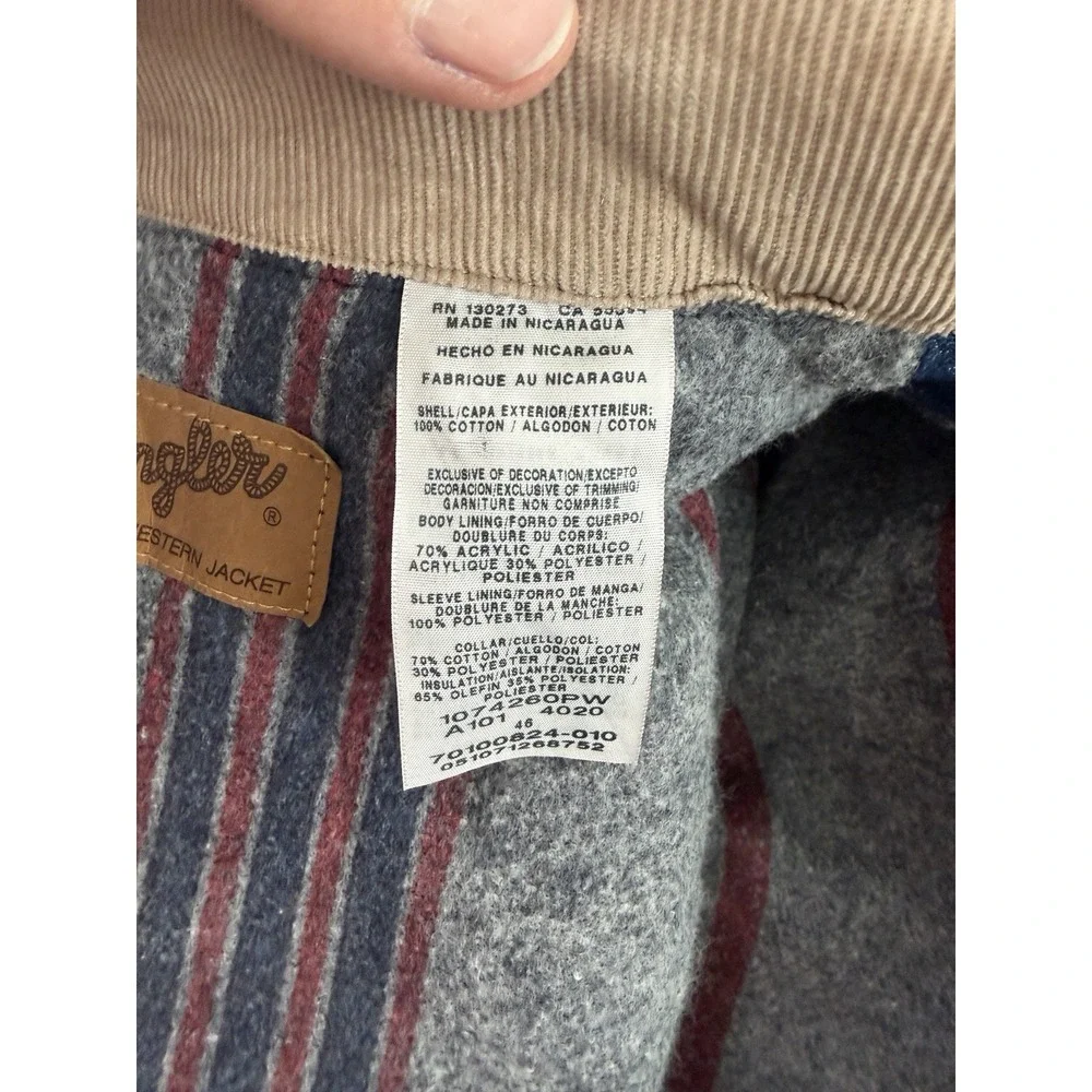 Vintage Authentic Wrangler Western Denim Jacket With Corduroy Collar XL Fleece